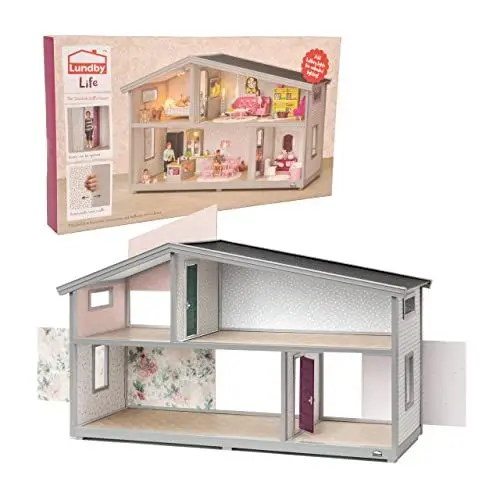 Produktbild: Lundby Puppenhaus – 2-stöckiges Miniatur Haus – Spielzeug für Mädchen und Jungen ab 4 Jahre – schöner & hochwertiger Dollhouse