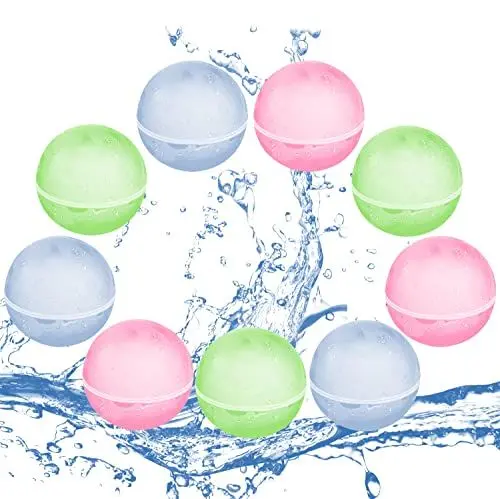 Produktbild: Lunriwis 9 Stück Wiederverwendbare Wasserballons, Reuseable Wasserballons Wasserspielzeug, Wasserballons für Kinder und Erwachsene, Wasserbomben für Outdoor, Pool, Wasserpark