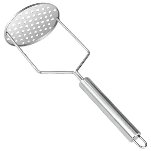 Produktbild: Lunriwis Edelstahl-Kartoffelstampfer, Edelstahl teilmattiert, Hochleistungs-Metallkartoffel-Ricer, Lebensmittelstampfer-Utensilien-Handstampfer, Gemüsefrüchte Vielseitiger Stampfer