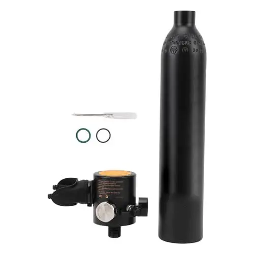 Produktbild: Keenso 0,5 L Mini-Tauchflasche, 3000 PSI Tauchflasche, Sauerstoffflasche mit Manometer Zum Schnorcheln (Black)