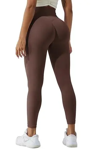 Produktbild: LUODUODUO Sport Gym Leggings Damen - High Waist Scrunch Butt Push Up Boom Booty Seamless Sporthose Laufhose Fitnesshose Tights (12 Kakao)- M