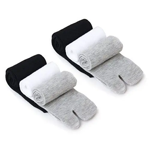 Produktbild: LUOEM Flip Flop Socken Tabi Zehen Socken Sandalen Socken 3 Paar (Schwarz Weiß Grau)
