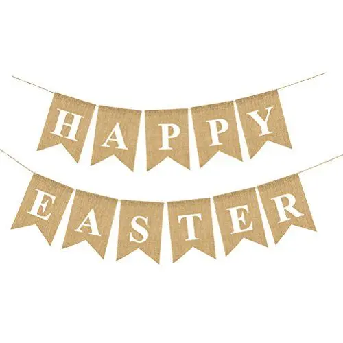 Produktbild: luoem Happy Easter Ostern Jute Banner Jute Wimpelkette Girlande Flaggen für Ostern Dekorationen Partyzubehör