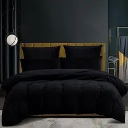 Produktbild: Luofanfei Samt Warme Bettwäsche 220x240 Schwarz Winter Thermo Fleece Plüsch Flausch Nicki Warme Wende Bettwäsche Set Cashmere Touch Thermofleece Weich Kuschelig Teddy Plüsch Bettbezug Set Wintermotiv