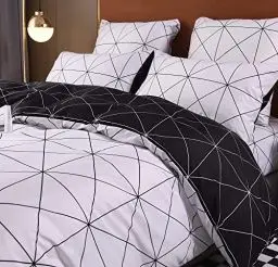 Produktbild: Luofanfei Schwarz Weiß Bettwäsche 135x200 Microfaser Kariert 2 Teilig Bettbezug Streifen Geometrisch Zweiseitig Wendebettwäsche Modern 1 Bettbezug 135 x 200 cm + 2 Kissenbezug 80 x 80 cm,JJA