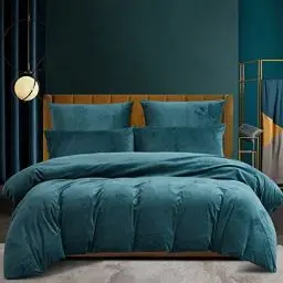 Produktbild: Luofanfei Warme Bettwäsche 135 x 200 Fleece Petrol Blau Winter Plüsch Flauschig Bettbezug Set Winterbettwäsche Microfaser Bettwäscheset und Kopfkissenbezug 80x80 cm mit Reißverschluss