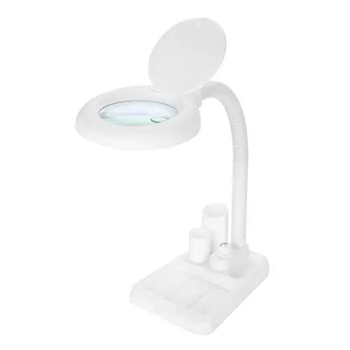 Produktbild: Lupe mit Licht 5X, Beleuchtete Leselupe Vergrößerungsglas Lupenlampe mit Standfuß Vergrößerungsglas mit Licht Standlup Leuchten für Hobbies Crafts ohne Workbench(Weiß)