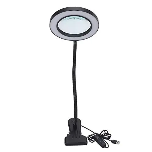 Produktbild: Lupe mit Licht, Clip-Lupe Lupenleuchte Beleuchtete Lupe Led-Desktop-Lupe Licht Flexible 3-Farben-Lichtlupe mit Metallclip 360 ° -Drehung