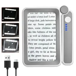 Produktbild: Lupe mit Licht, Wiederaufladbare 4X Leselupe, Lupen mit 10 LED Beleuchtung. Einschlaglupe zum Lesen, Naharbeiten, Makuladegeneration