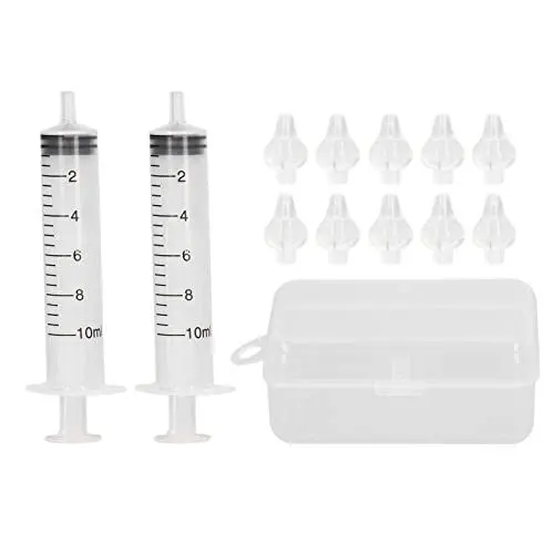 Produktbild: Nasendusche, 2 Stück 10ml Nasenreiniger für Kleinkinder mit 10 Silikonköpfen, Tragbarer Spritzen Baby Nasensauger, Wiederverwendbarer Baby Nasensauger zur Reinigung der Nasenhöhle(Transparent)