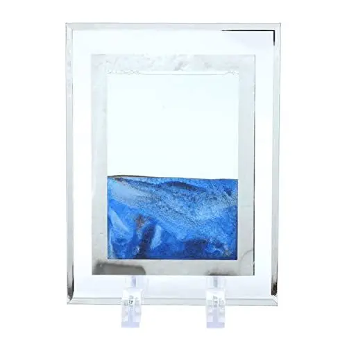 Produktbild: Luqeeg Bewegliche Sanddekoration, 3D-Treibsandmalerei, Kunstbild, Ornament, Glasrahmen, Flüssige Bewegung, 3D-Meer, Sandlandschaft in Bewegung, Anzeige für Bücherregale, Heimbüro (S Blau)