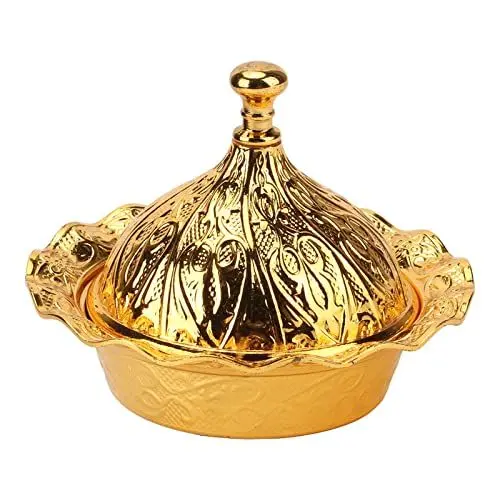Produktbild: Luqeeg Bonbonschalen mit Deckel, Goldene Zierschale, Blumenprägung Jahrgang Pralinenschale Obst-serviertablett Snacks-platte Zuckerbehälter für die Hochzeit Party Hotel Bar Zähler