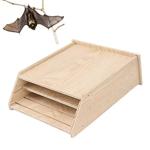 Produktbild: Luqeeg Fledermaushaus für den Außenbereich, Fledermauskasten aus Holz, Wetterfeste Fledermaushäuser, Großer Doppelkammer-Fledermausschutz (Holz)