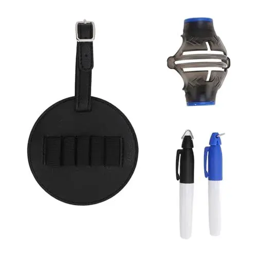 Produktbild: Luqeeg Golfball-Liner-Markierungs-Ausrichtungswerkzeug, Golfball-Linienmarkierungswerkzeug mit 2 Stiften Markierungsschablone Zeichnungsmarkierungs-Ausrichtungs-Putting für Golf-Putting