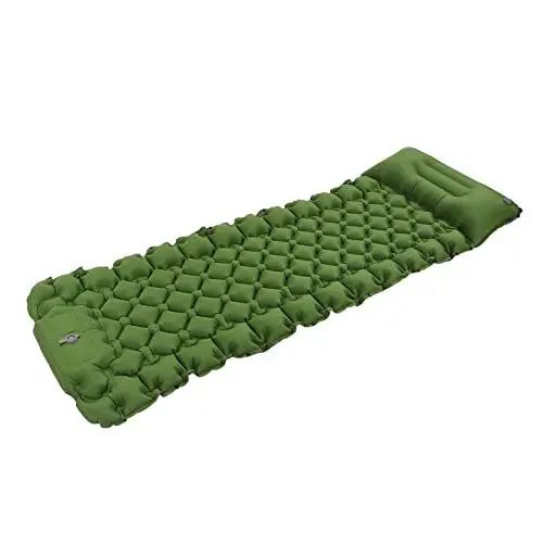 Produktbild: Luqeeg Verdicken Sie Camping Isomatten, Campingmatratze mit Automatischer Inflation, Aufblasbares Multifunktions-Luftbett mit Kissen Nickerchen Isomatte Einzelluftmatratze Für(Olivgrün)
