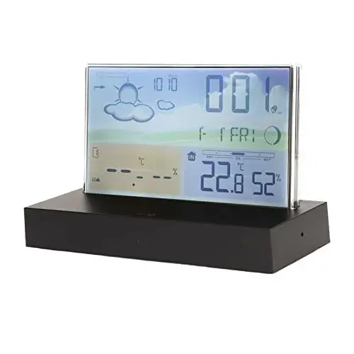 Produktbild: Luqeeg Wetteruhr, Wetterstation mit Atomuhr, Drahtloser Multifunktionaler Temperaturwecker mit Farbdisplay, Wettervorhersageuhr, Wecker für Raumdekoration