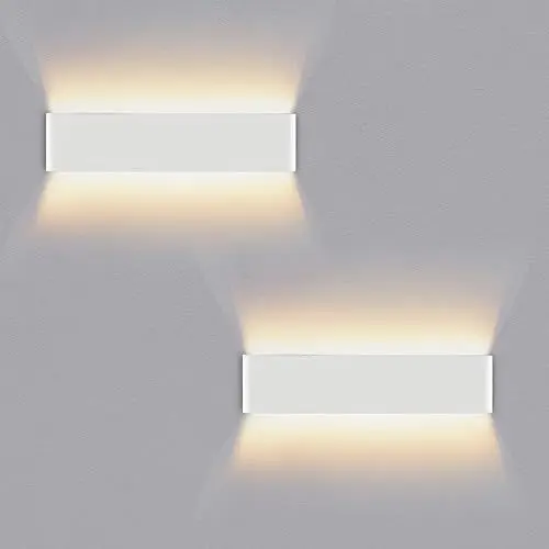 Produktbild: Lureshine 2 Stücke Wandleuchte Innen Auf und ab 16W 40cm Wandlampe Dekoration/Moderne Wandleuchte Aluminium Warmweiß 3000k Wandleuchten für Zimmer|Lernen|Treppe|Gang(Weiß)