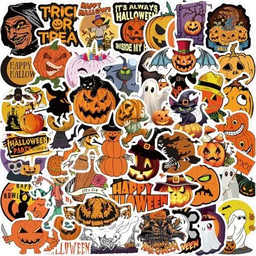 Produktbild: LURNODY 100 Stück Halloween Schrecken Stickers Kürbis Aufkleber Set, Geeignet für Halloween-Partys, Zum Aufkleben Auf Fenster Und Gesichter