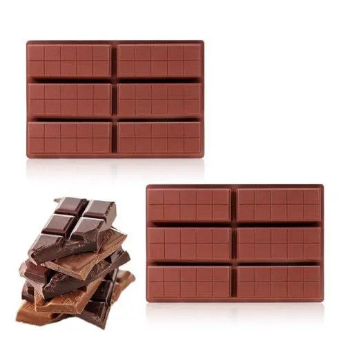 Produktbild: LURNODY 2 Stücke Schokoladenform Silikon Tief, Silikonform Schokoladentafel 6 Hohlräume Silikonformen für Lutscher, Geeignet für Partys, Hochzeiten, Geschenke Zum Selbermachen Aus Schokolade