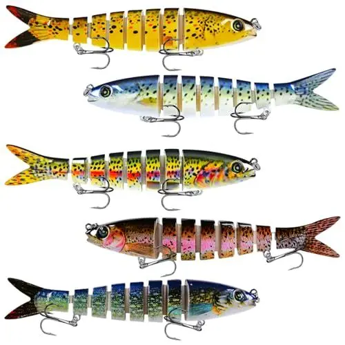 Produktbild: LURNODY 5 Stück Angelköder Set,Hecht Köder Set, Swimbait Zander Köder, Wobbler Zander,Kunstköder Angeln Wobbler Hecht, Fishing Accessories Süßwasser Salzwasser Angelzubehör Geschenke für Männer