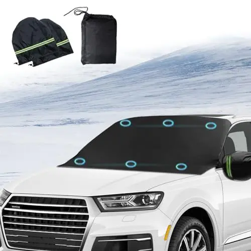 Produktbild: LURNODY Frontscheibenabdeckung Auto, 82,68×49,21 Zoll Magnetische Frontscheibe Abdeckung Faltbare Auto Abdeckung, Geeignet für Den Windschutzscheibenschutz Der Meisten Autos, Lkws Und Transporter