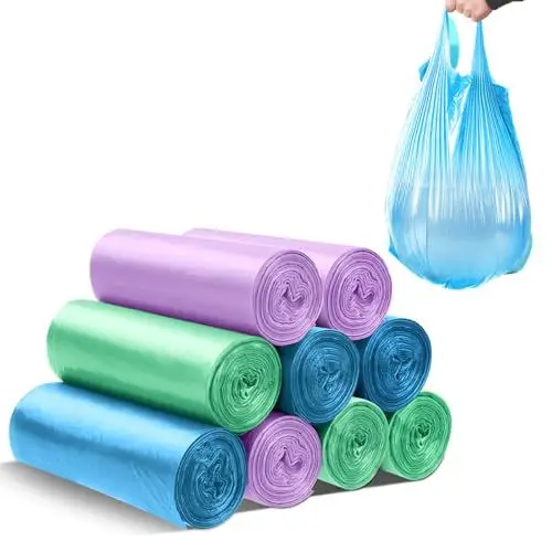 Produktbild: LURNODY 9 Rollen Parfümfreier Müllbeutel (2 Liter/0.5 Gallonen) Müllbeutel für Mülleimer Klein Auto-Mülleimer, Tisch-Mülleimer, Halten Sie Hygienisch Und Sauber (Lila, Grün, Blau, 180 Stück)