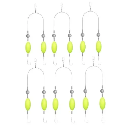 Produktbild: Luroad Double Hook Reverse Bottom Rig, 6 Stück Doppelhaken-Rigg Angelhaken Haar-Rigs, Karpfenangeln Anti-Tangle, Schwimmereinstellungsfrei für Angeln auf Karpfen, Graskarpfen und Schwarzamur (Mixed)