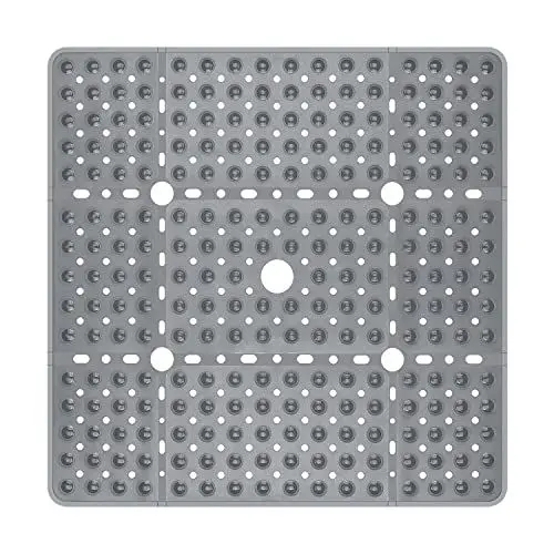 Produktbild: Lurowo Duschmatte rutschfest 70x70cm,Quadratische Badematte rutschfest mit Saugnäpfen, Badewannenmatten BPA frei, latexfrei,Antirutschmatte für Dusche oder Badewanne Maschinenwaschbar (Klar Grau)