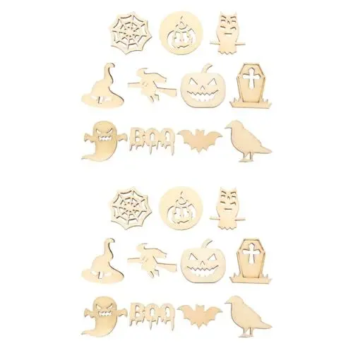 Produktbild: Lurrose 100 Stk Halloween-doodle-holzspäne Kürbisornament Dekorieren Kürbisaufkleber Für Kinder Halloween-aufkleber Halloween-bastelset Halloween Hängen Ausgeschnitten Gesicht Willkürlich