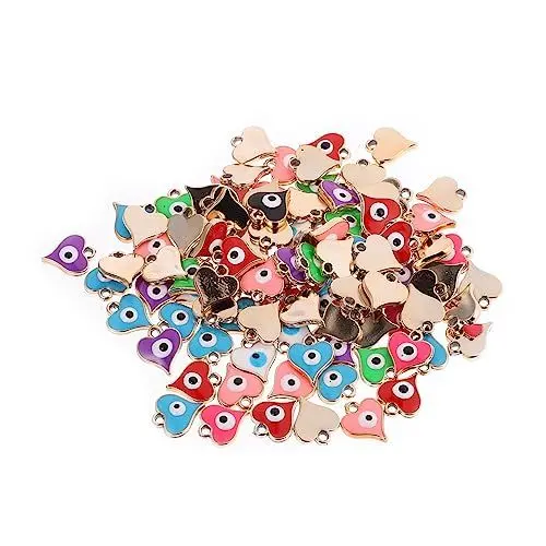 Produktbild: Lurrose Charms in Herzform Mit Augen 100 Stück Harzanhänger Zur Schmuckherstellung – Perfektes Schmuckset