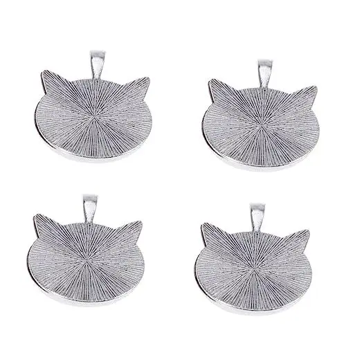 Produktbild: Lurrose 10 Stk Lünette Anhänger Tablett Anhängerverschluss für Halskette Schmuck-Anhänger-Tablett schmuckwerkzeuge Handgemachter Schmuck runde Tabletts vergoldeter Anhänger Silver