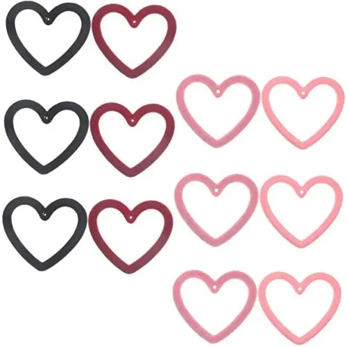 Produktbild: Lurrose 12St Herz-Anhänger bag charm bastelzeug heart earrings heartstopped schlüsselketten DIY Charme geometrischer Rahmencharme hängender Herzanhänger Liebesherzanhänger Reize Harz