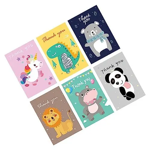 Produktbild: Lurrose 12St danke dir Karte tierische dankeskarten Danksagungskarten Dankeskarten zu Ostern leere Notiz Grußkarten Willkommenskarten danke notizen bronzieren Club Karte Baby Papier