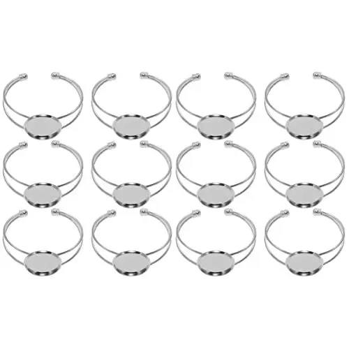 Produktbild: Lurrose 12 STK freundschaftsarmbänder Glasschale rundes Tablett Schmuck Tablett Einstellungen für Armbandlünettenrohlinge Armbandrohlinge Kupfer Suite Billet Zubehör Manschette