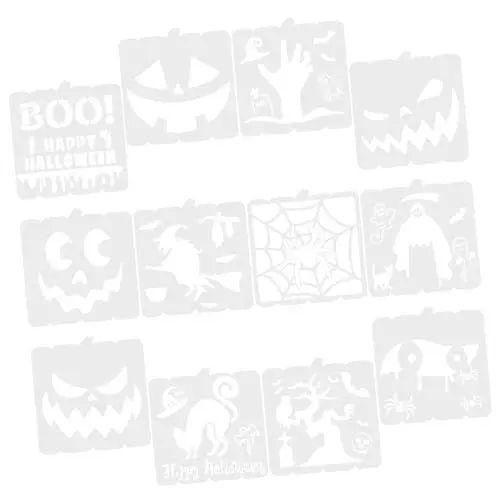Produktbild: Lurrose 12 Stk Halloween-zeichnungsvorlage Schablonen Zum Schnitzen Von Kürbissen Handwerk Kunst Zeichnung Schablone Kürbis-malschablonen Halloween-zeichnungsschablonen Weiß Das Haustier