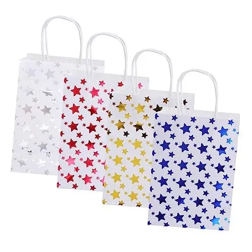 Produktbild: Lurrose 12st Papiertüten Mit Griffen Süße Tragetasche Weihnachtsferien Taschen Geschenktragetasche Aus Papier Stern Geschenktüte Aus Papier Einkaufstasche Süssigkeit Einkaufen Handtasche