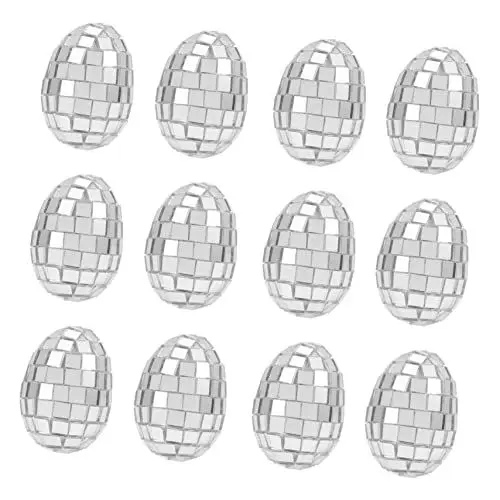 Produktbild: Lurrose 12st Spiegel-Osterei Silberne Spiegelkugeln Party-Layout-spiegelkugeln Osterei-dekor Discokugel Mini Körbe Spiegelkugeln Ornamente Ostern Dekorative Eier Schaum Rotieren Altmodisch