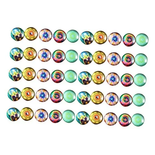 Produktbild: Lurrose 150 Stk Edelstein-patch Mandala-kristall Mit Flacher Rückseite Halbrunder Flatback Kandi-perlen Keramikfliesen Für Das Kunsthandwerk Edelstein-cabochons Murmeln Glas Drucken Kind