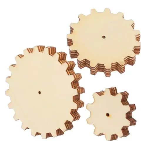 Produktbild: Lurrose Holzzahnradscheiben-set 15-teilig Unbehandeltes Bastelholz Für Kinder Pädagogisches Lernspielzeug Dekoratives Potenzial