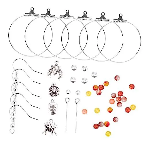 Produktbild: Lurrose 1 Halloween Ohrringe Schmuckset Verzierte Accessoires Halloween Anhänger Halloween Kürbis Ohrringe Runde Ohrhänger Halloween Schmuck Charms Ohrring Dekor Für Glas