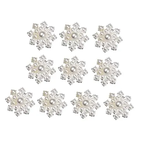 Produktbild: Lurrose 1 Satz Blumendekor Fliege Strassapplikationen Blumenförmiges Diy-blumen Occhi-zubehör Blumenapplikation Perlen-strass-blumenknöpfe Patch-dekoration Bastelsachen Silver 10st