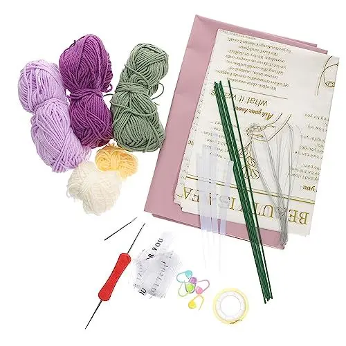 Produktbild: Lurrose 1 Satz Diy-kits Häkelnadel Bausätze Frischer Blumenstrauß Häkel-starter-kit Häkelstrauß-set Häkelblumen-set Häkeldecken-set Gehäkelter Blumenstrauß Suite Einstellen Erbse Kind Garn