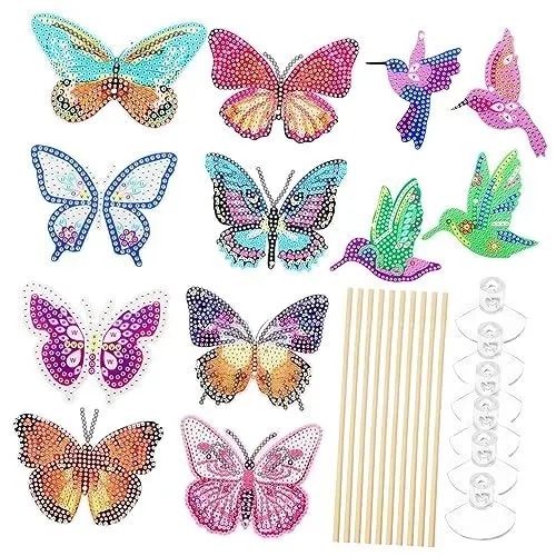 Produktbild: Lurrose Diamond Art Einsätze 8 Schmetterlinge 4 Vögel Diamond Art Kit für Den Garten
