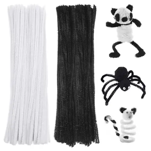 Produktbild: Lurrose 200Pcs Pipe Cleaners Handwerk Schwarze Weiße Pfeifenreiniger Chenille -Stiele Für DIY -Kunstprojekte Handwerksbedarf