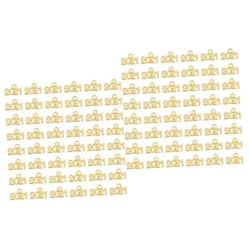 Produktbild: Lurrose 200 Stk 2021 Gedenk anhänger jungenschmuck jewelry jewellery jewelon Schmuckzubehör Charme 2021 Graduierung Charm-Anhänger Souvenir-Anhänger Neujahr Anhänger Legierung Golden