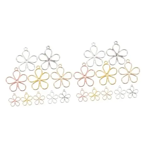 Produktbild: Lurrose 200 Stück Anhänger Zur Schmuckherstellung Halsketten Schlüsselanhänger Zubehör Retro Roségold Halskette Verzieren Halsband Während Blütenblatt Aufhängung Anhänger