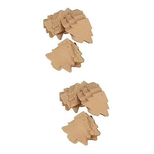 Produktbild: Lurrose 200 Stück Versandanhänger Für Weihnachtskarten Weihnachtsanhänger Weihnachtsanhänger Weihnachtsbaumanhänger Braune Anhänger DIY Papieranhänger Etiketten Weihnachtsbaum