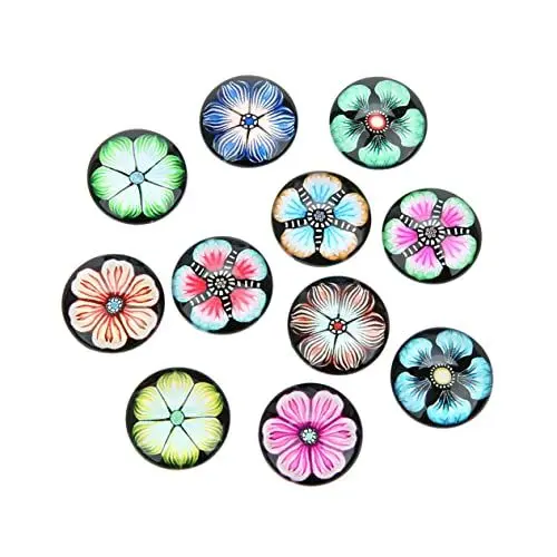 Produktbild: Lurrose 20st Schmuckzubehör Selber Machen Runde Paster Schmuck, Der Cameo-anhänger Findet Runde Zeit Gem Cover Botanische Aufkleber Runde Flecken Runde Aufkleber Kreativer Aufkleber Black