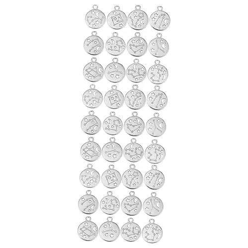 Produktbild: Lurrose 216 Stk 12 Konstellationsanhänger sammlerstücke schmuckherstellung Schmuckkollektion Zwölf Sternzeichen-Anhänger Symbol Perlen Gold Tierkreis runden Charme anfängliche Reize Silver
