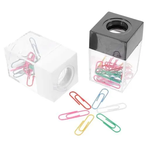 Produktbild: Lurrose 2St Büroklammerhalter für den Schreibtisch büroklammernspender Magnetischer Papierclip-Halter Ladekabelhalter Papierklammern mit Zinken Jumbo handyhalterung Makronen Bürobedarf pp